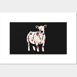 Watercolor Floral Cow Silhouette  - NOT FOR RESALE WITHOUT PERMISSION Posters and Art